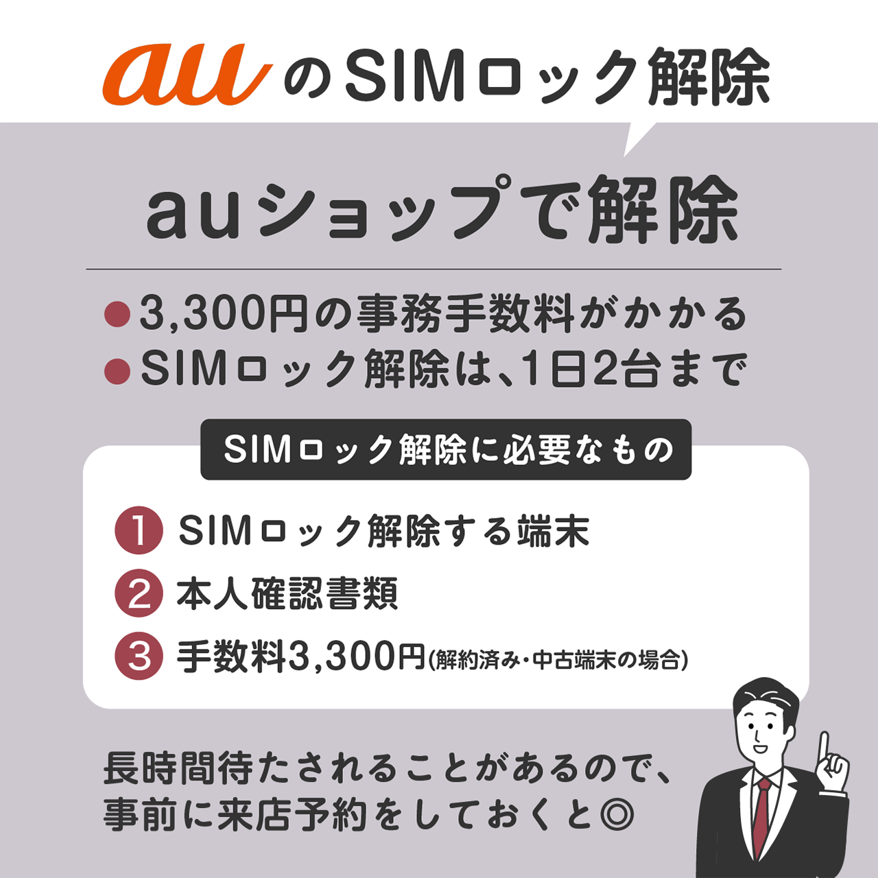 auショップでSIMロック解除する方法