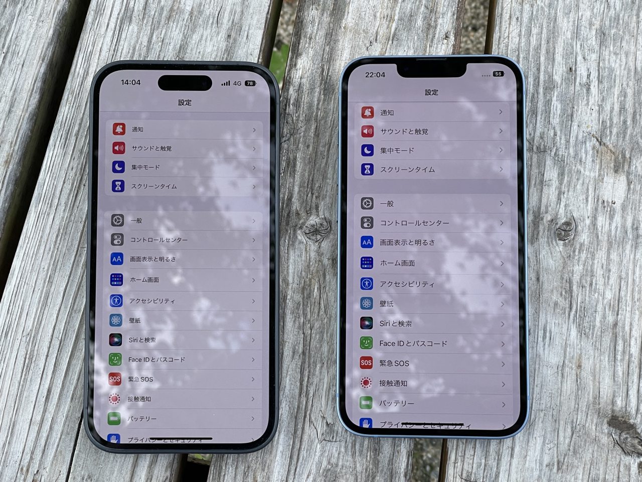 iPhone14と14 Pro ディスプレイ