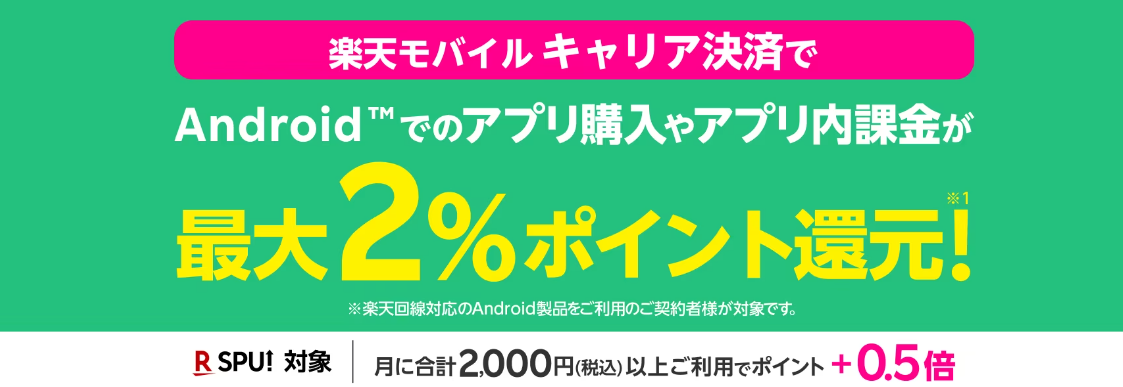 楽天モバイルキャリア決済ポイント還元