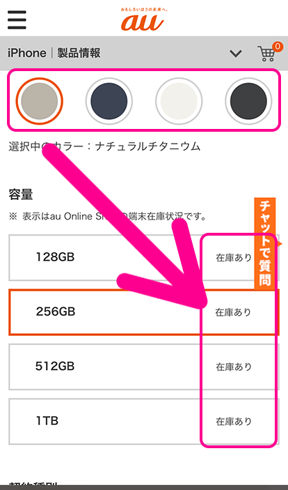 在庫状況を確認する手順