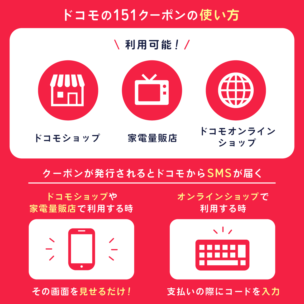 ドコモの151クーポンの使い方