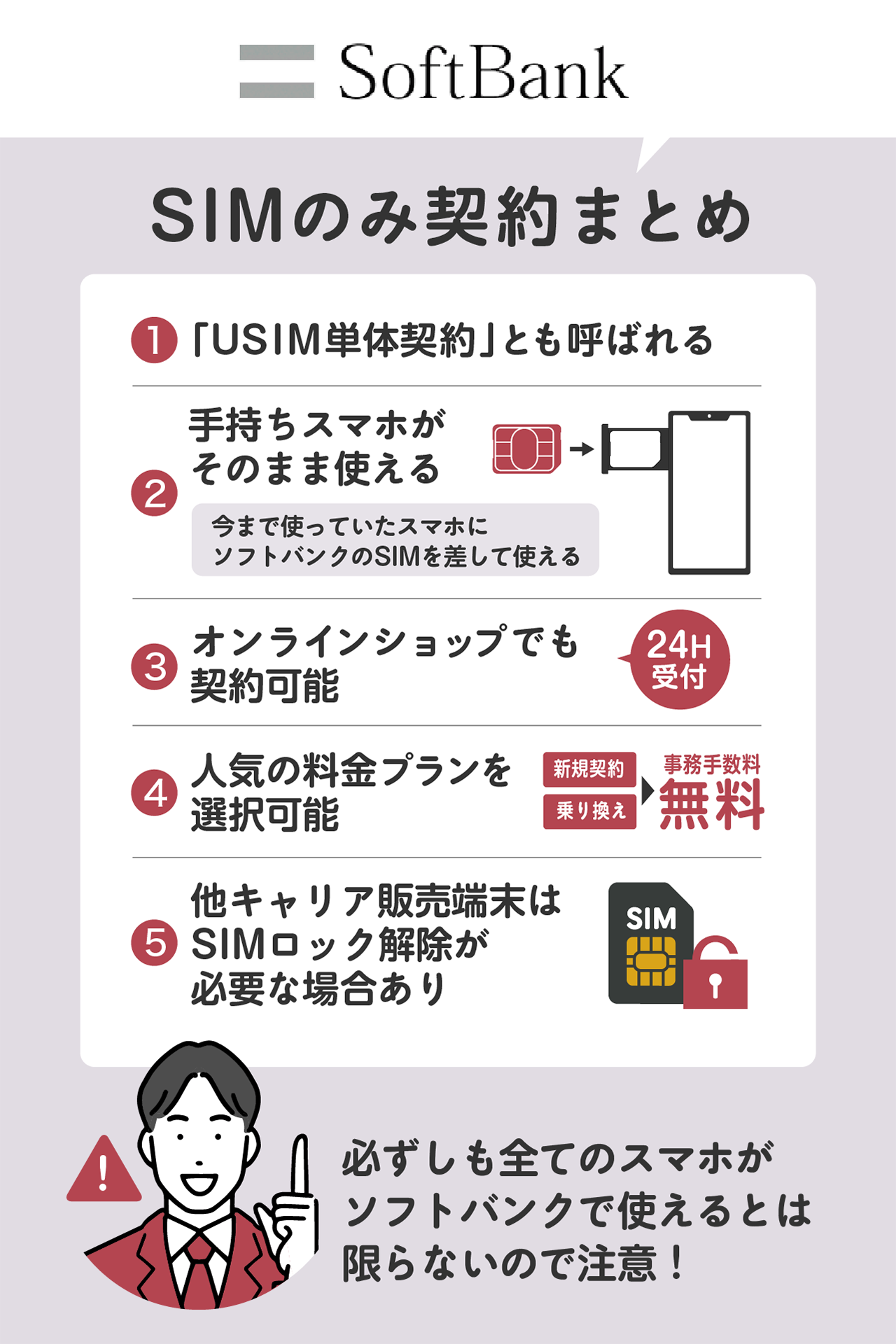 ソフトバンクのSIMのみ契約まとめ