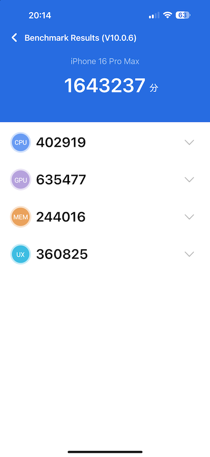 iPhone16 Pro Max ベンチマーク