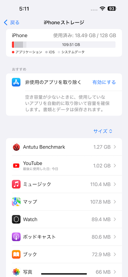 iPhone16 Plus ストレージ