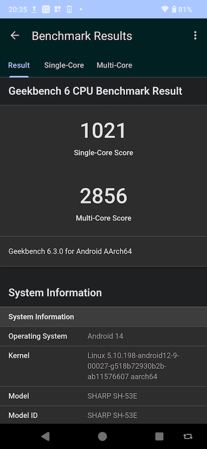 AQUOS sense9のベンチマーク