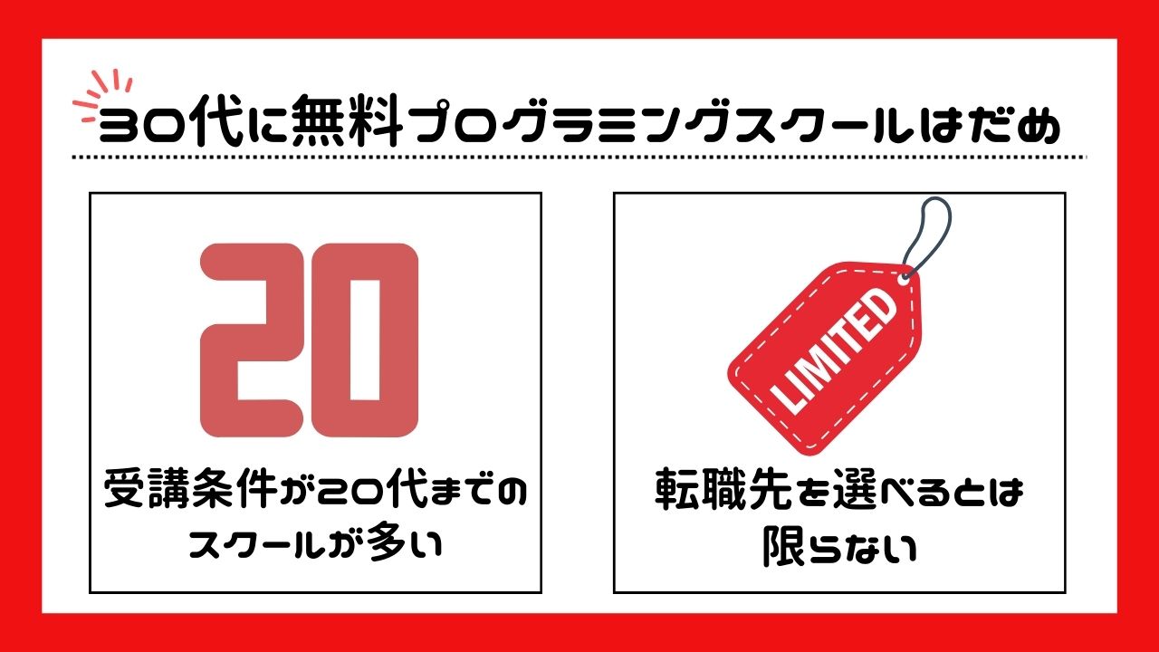 無料のプログラミングスクールは30代にはおすすめできない