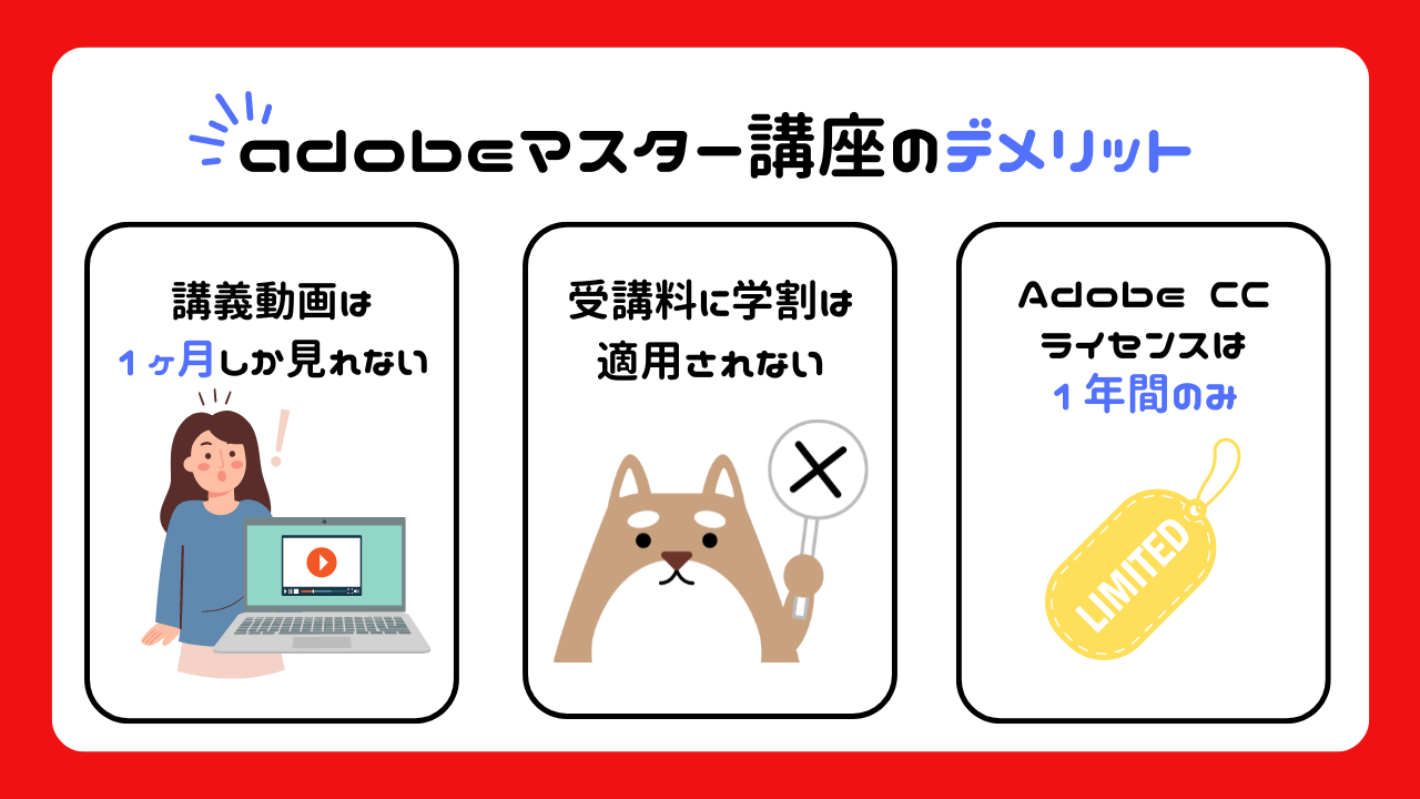 デジハリ・オンライン「Adobeマスター講座」のデメリット