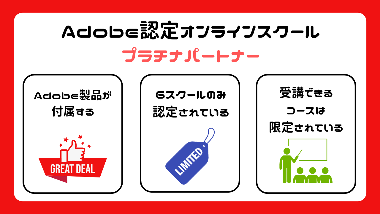 Adobeアプリケーションを学べるAdobe認定オンラインスクール・プラチナパートナー
