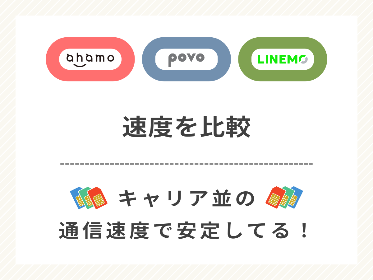 ahamo・povo・LINEMOの速度を比較して解説