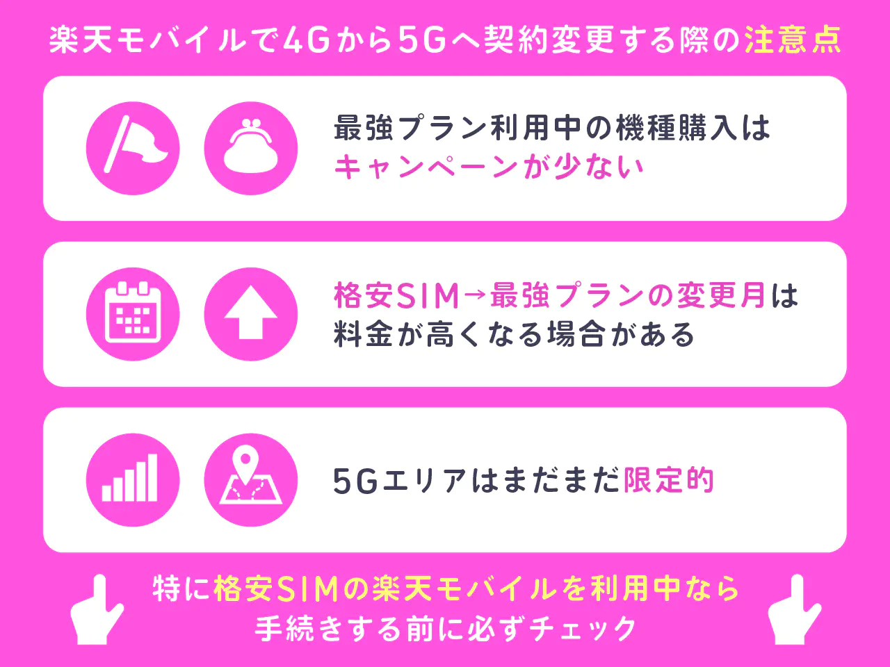 楽天モバイルで4Gから5Gに契約変更する際の注意点