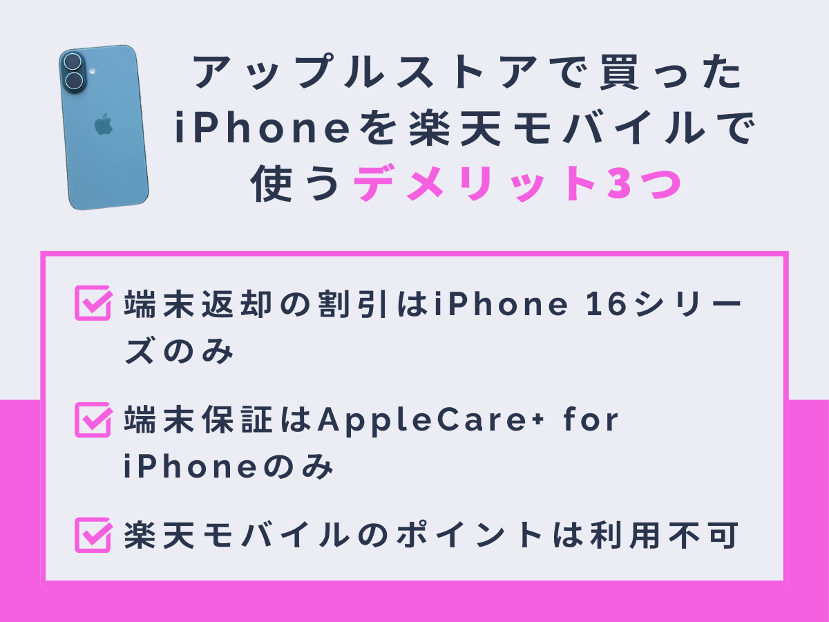 アップルストアで買ったiPhoneを楽天モバイルで使うデメリット