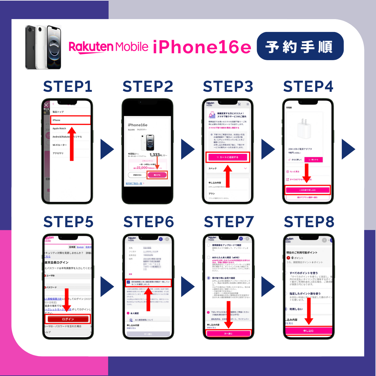 楽天モバイルでiPhone16eを予約する手順