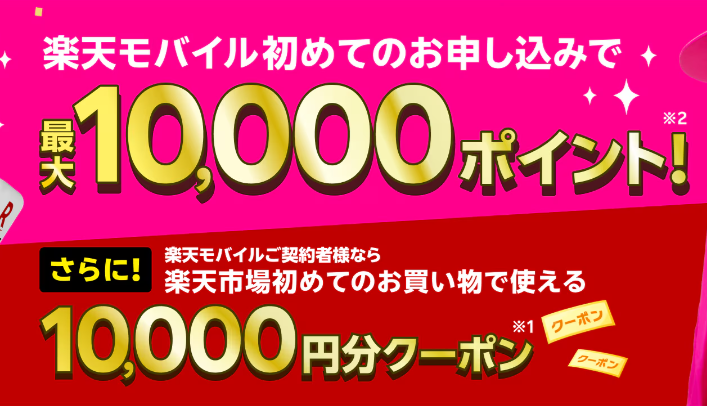 楽天モバイルの「最大20,000円相当GET！ 楽天モバイル x 楽天市場 キャンペーン」